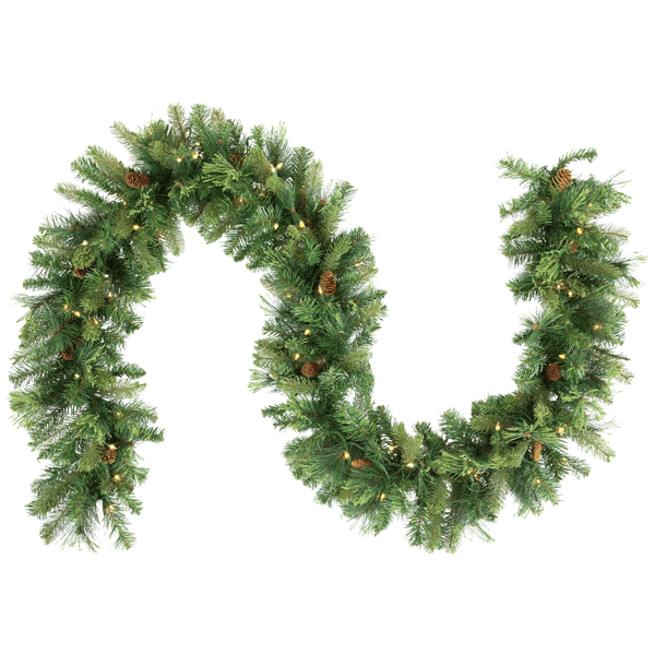 Northlight 9ft Pre-Lit Flocked Pine & Pinecones Christmas Garland