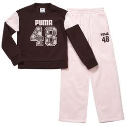 Girls (7-16) Puma(R) Lace Logo Sweatshirt w/ Wide Leg Pants Set