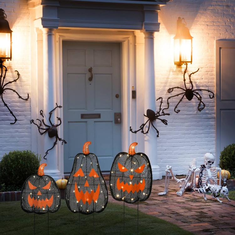 National Tree 35in. Pre-Lit Black Jack-O-Lantern Garden Stakes