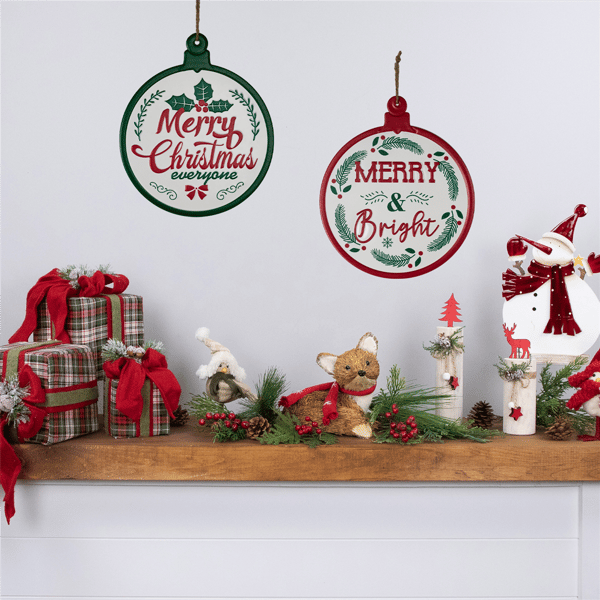 Northlight Merry & Bright Ornament Christmas Wall Signs Set of 2
