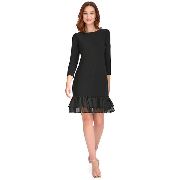 Womens Tommy Hilfiger 3/4 Sleeve Jersey Ruffle Hem A-Line Dress - image 