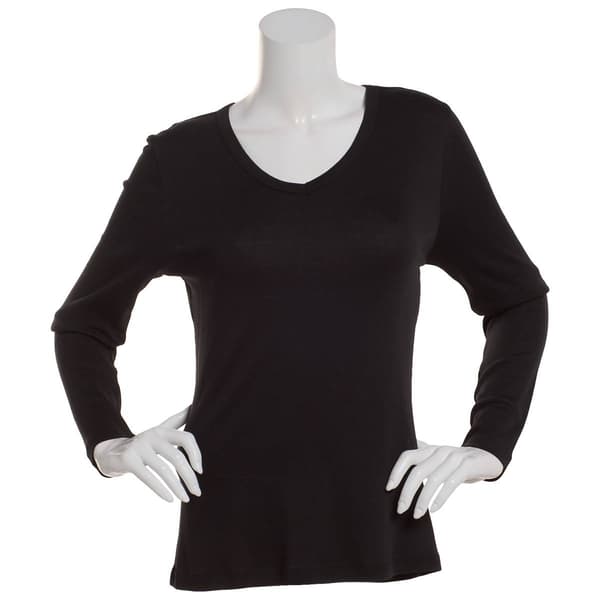 Womens Architect® Long Sleeve Solid Rib V-Neck Tee