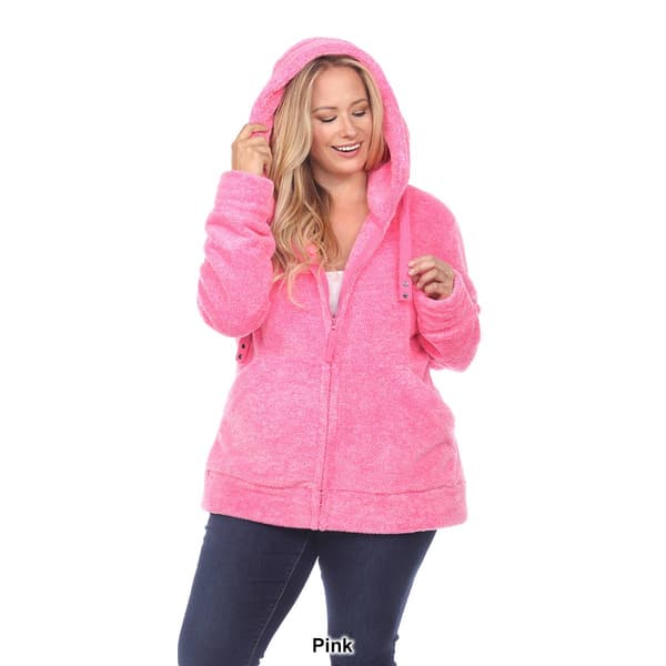 Plus Size White Mark Hooded Sherpa Jacket