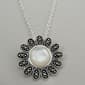 Marsala Silver Plate Marcasite Flower Pendant - image 1