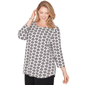 Plus Size Emaline Key Items 3/4 Sleeve Boat Neck Geometric Tee - image 3