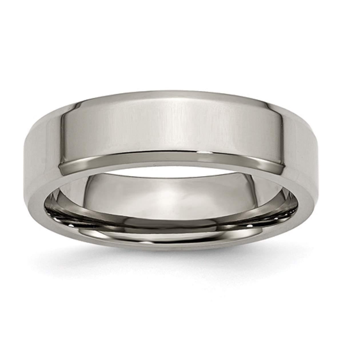 Mens Endless Affection™ Titanium 6mm Beveled Edge Band