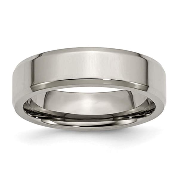 Mens Endless Affection&#40;tm&#41; Titanium 6mm Beveled Edge Band - image 
