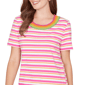 Petite Ruby Rd. Hothouse Florals Crochet Neck Stripe Knit - image 5