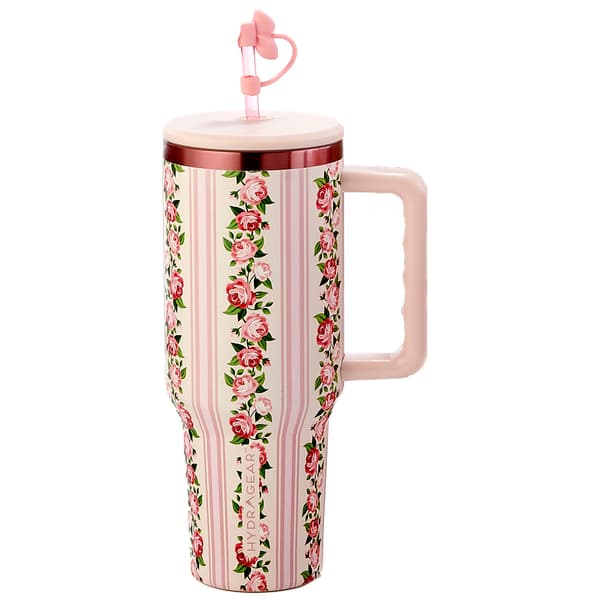 Agenda 40oz. Floral Stripe Travel Cup  -Pink - image 