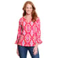 Plus Size Ali Miles 3/4 Smocked Sleeve Geometric Blouse - image 1