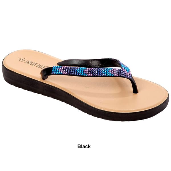 Womens Ashley Blue Iridescent Platform Flip Flops