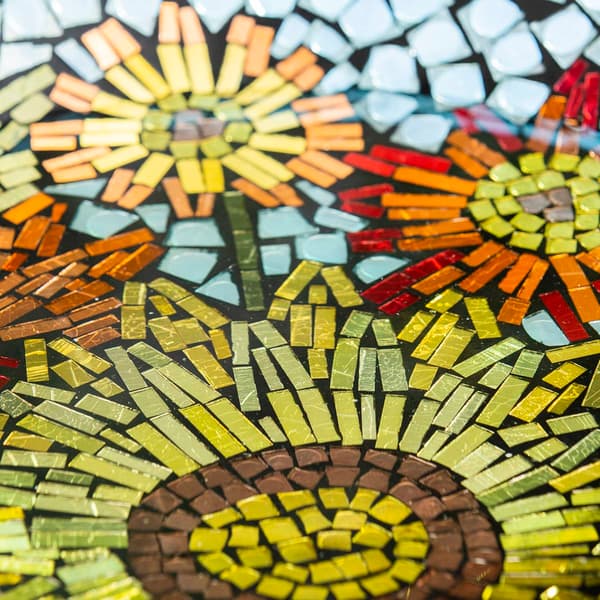 Evergreen Translucent Glass Mosaic Bird Bath