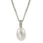 Gemstone Classics&#40;tm&#41; Sterling 9-9.5mm Pearl Diamond Necklace - image 1