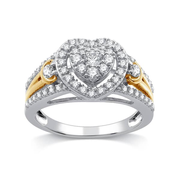 Loveblooms&#40;tm&#41; Two-Tone 1/2cttw. Diamond Heart Halo Bridal Set - image 