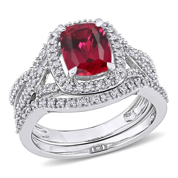 Gemstone Classics&#40;tm&#41; 10kt. White Gold Lab Created Ruby Ring - image 