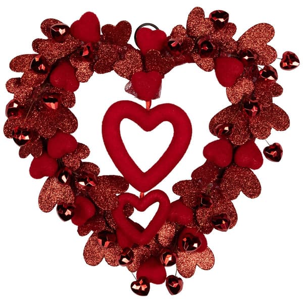 Northlight Seasonal Red Heart Glittered Valentine''s Day Wreath - image 