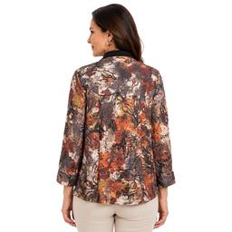 Womens Ali Miles 3/4 Sleeve Abstract Zip Front Jacket