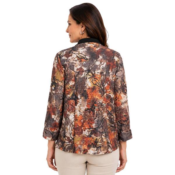 Womens Ali Miles 3/4 Sleeve Abstract Zip Front Jacket