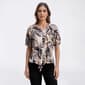 Petite Emily Daniels Elbow Sleeve Tropical Tie Front Blouse - image 1