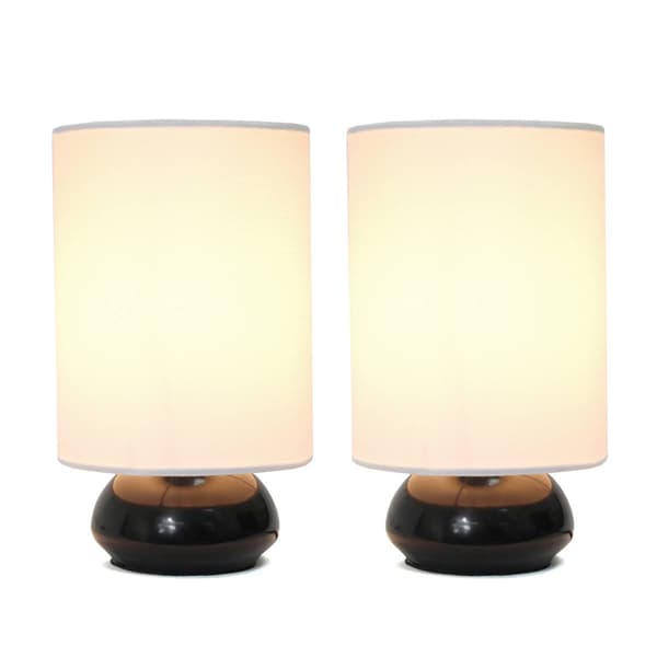 Simple Designs Gemini Mini Touch Table Lamp Set w/Shades-Set of 2