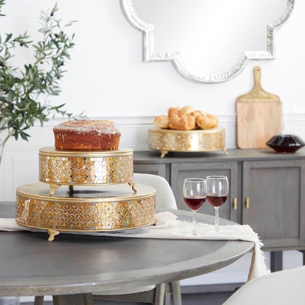 9th & Pike&#174; Metal & Glass Mosaic Tiered Cake Stand