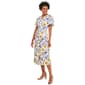 Womens Sharagano Puff Sleeve Floral Pleated Midi Dress - image 4
