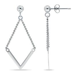 Designs by FMC Sterling Silver Triangle V Drop Post Earrings