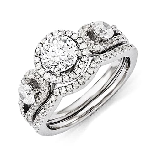 Sterling Silver & Rhodium 2pc. Wedding Set - image 