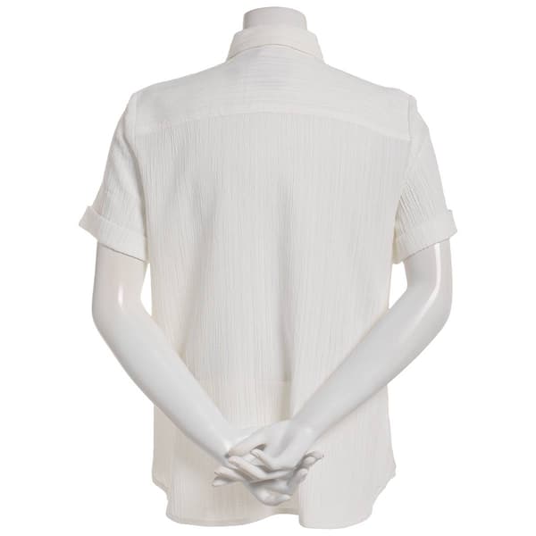 Womens Nautica Jeans Solid Dobby Camp Casual Button Down