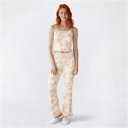 Juniors Derek Heart Ghost/Camo Tank Top & Flare Pants Pajama Set