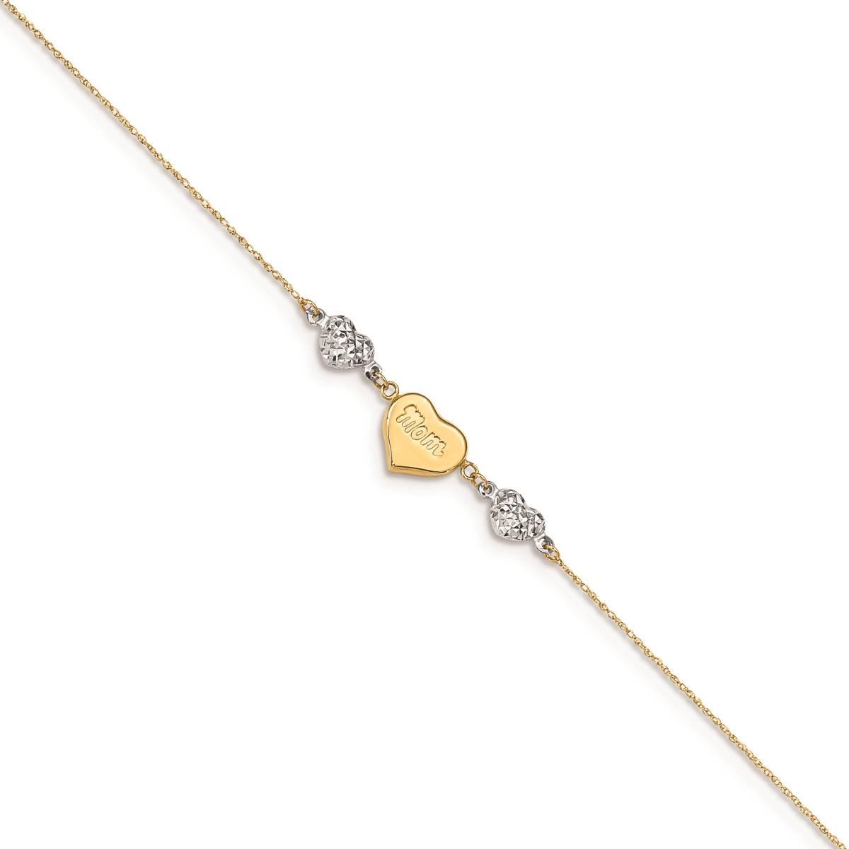 Gold Classics™ 14kt. Gold-Two-Tone Puffed Hearts MOM 9in....