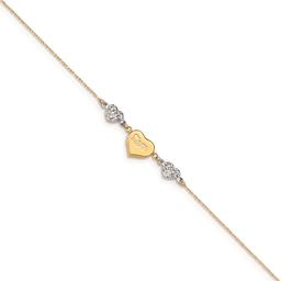 Gold Classics(tm) 14kt. Gold-Two-Tone Puffed Hearts MOM 9in. Anklet
