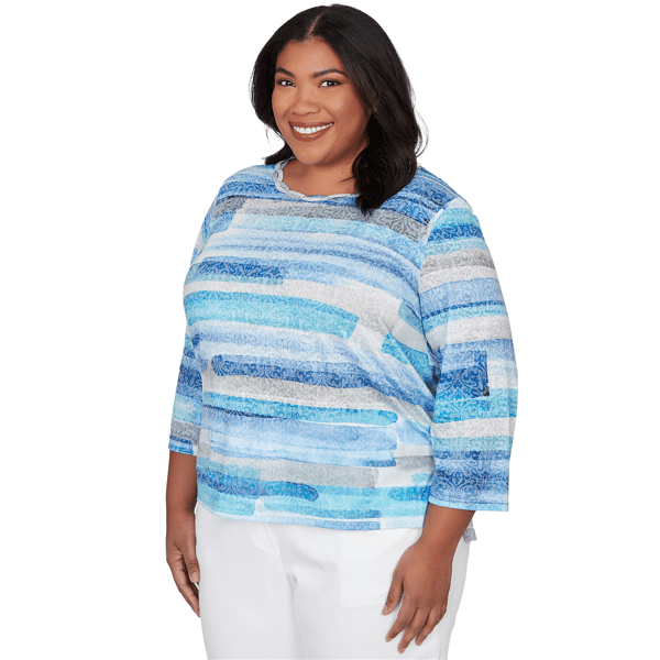 Plus Size Alfred Dunner Classics 3/4 Sleeve Brushstroke Blouse