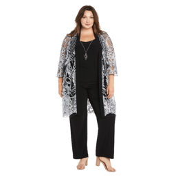 Plus Size R&M Richards Sequin Embroidered Damask Pant Set
