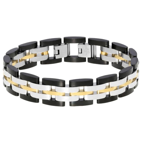 Mens Lynx Stainless Steel Tri-Tone Bracelet - image 