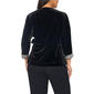 Plus MSK 3/4 Rhinestone Sleeve Velvet Faux Wrap Blouse - image 2