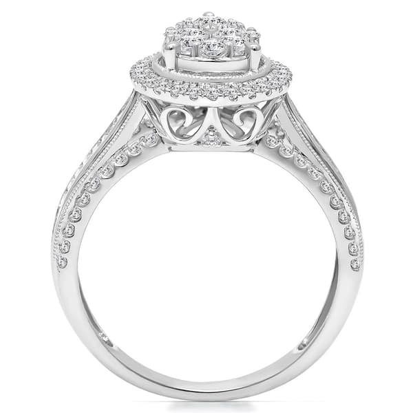 Diamond Classics™ White Gold 1ctw. Diamond Cluster Bridal Ring