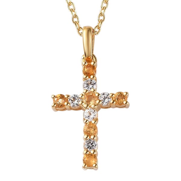 Gemstone Classics(tm) Citrine & Created Sapphire Cross Pendant - image 