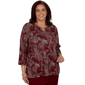 Plus Size Alfred Dunner Union Square 3/4 Sleeve Paisley Blouse - image 1