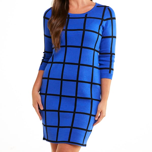 Womens Sami &amp; Jo Long Sleeve Plaid Sweater Dress