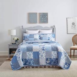 Laura Ashley(R) Paisley Patchwork 136 TC Reversible Quilt Set
