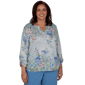 Plus Size Alfred Dunner Provence Floral Marled Henley Blouse - image 1