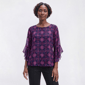 Womens Kasper 3/4 Ruffle Sleeve Abstract Back Keyhole Neck Blouse - image 1