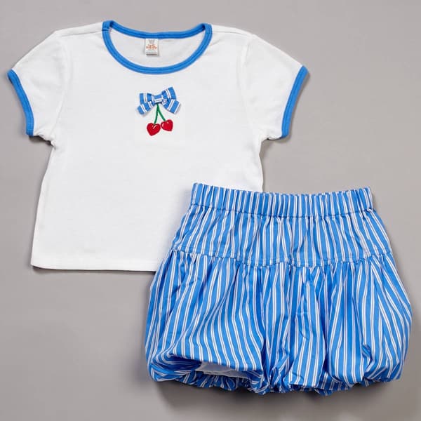 Girls (7-16) Sweet Butterfly® Cherry Tee & Stripe Bubble Skirt