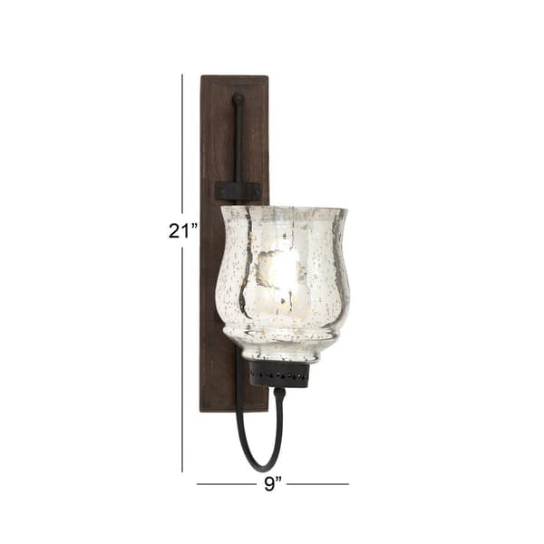9th & Pike&#174; Brown Mango Wood Traditional Fluted Wall Sconce