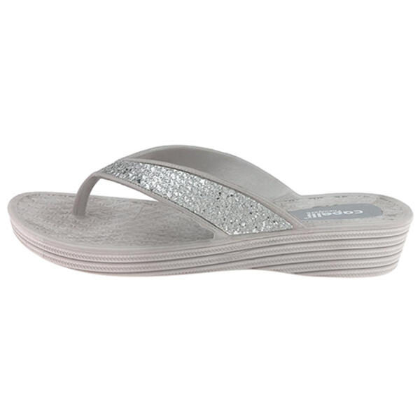 Womens Capelli New York Glitter Mesh Wedge Flip Flop Sandals