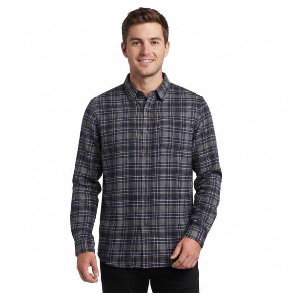 Mens Jackson Hole Long Sleeve Flannel Shirt - Navy/Gold