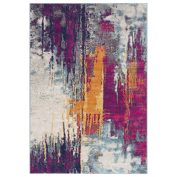 9th & Pike(R) Grey and Purple Abstract Rectangular Area Rug