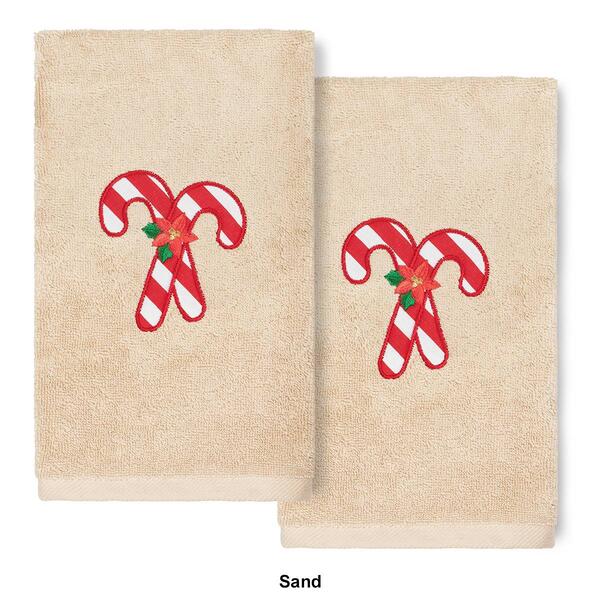 Linum Home Textiles Christmas Candy Canes Hand Towel - Set Of 2