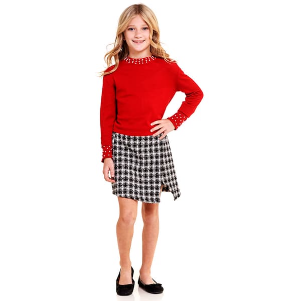 Girls &#40;7-12&#41; Tween Diva 2pc. Sweater & Boucle Skort Set - image 